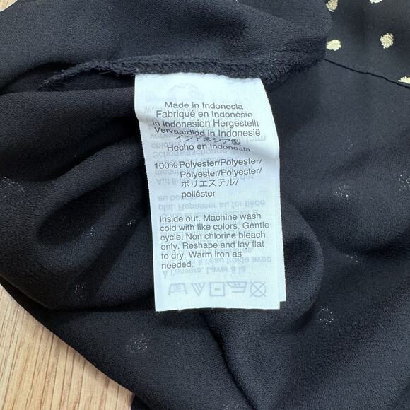 J Crew Womens Black And Gold Polka Dot Sleeveless Top Flutter Sleeve Size 00 - Picture 5 of 5